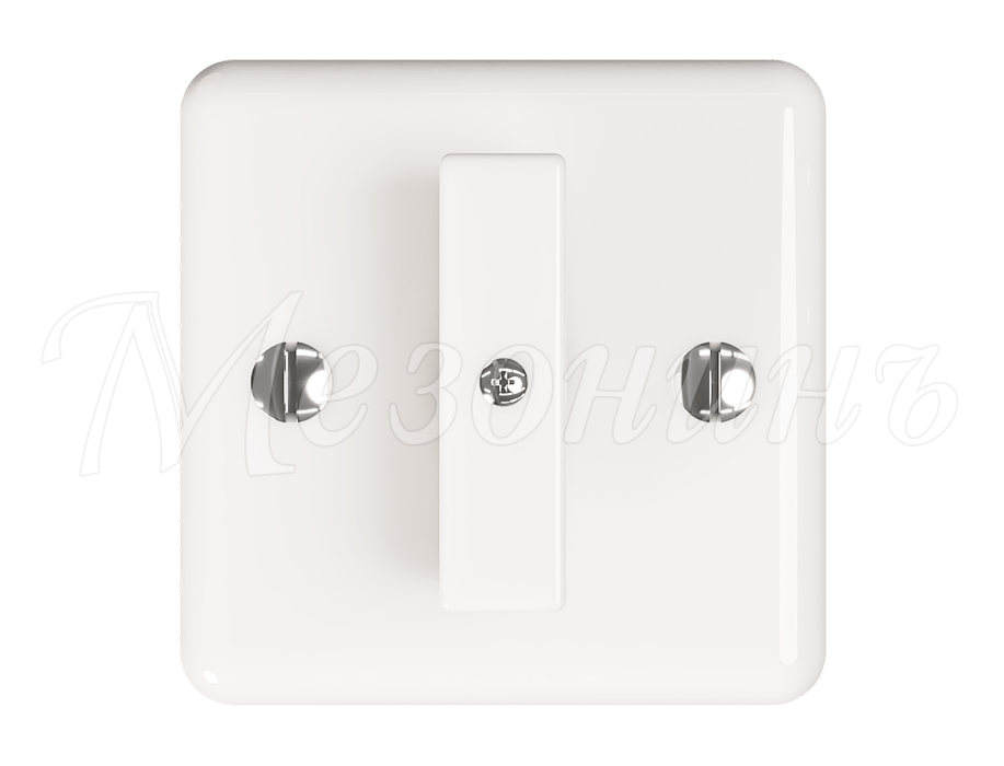 Ретро выключатель/переключатель фарфоровый поворотный проходной одноклавишный, квадратный, коллекция «Квадра»